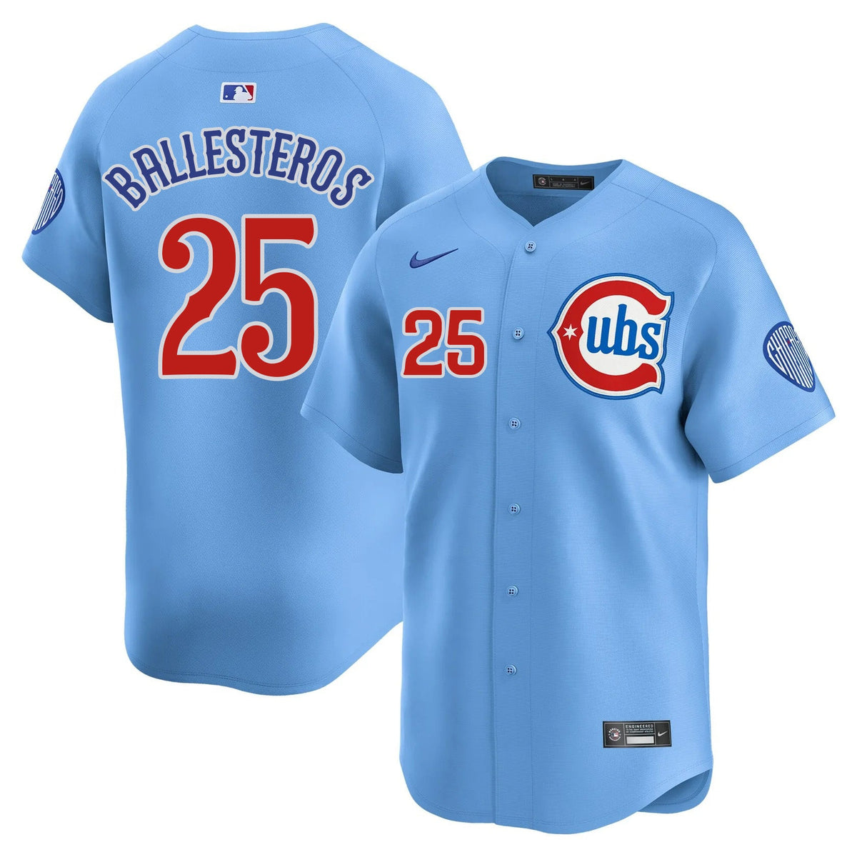 Moisés Ballesteros #25 Chicago Cubs Nike Men Light Blue 2nd Alternate Limited Jersey product image 1, provided for visual