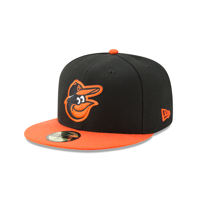 Baltimore Orioles MLB New Era Men Black Orange 59Fifty Authentic Collection Road Fitted Hat product image 1, provided for
