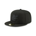 Baltimore Orioles MLB New Era Men Black on Black 59Fifty Basic Fitted Hat product image 1, provided for visual reference and
