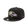 Baltimore Ravens NFL New Era Men Black 59Fifty Team Basic Fitted Hat product image 1, provided for visual reference and