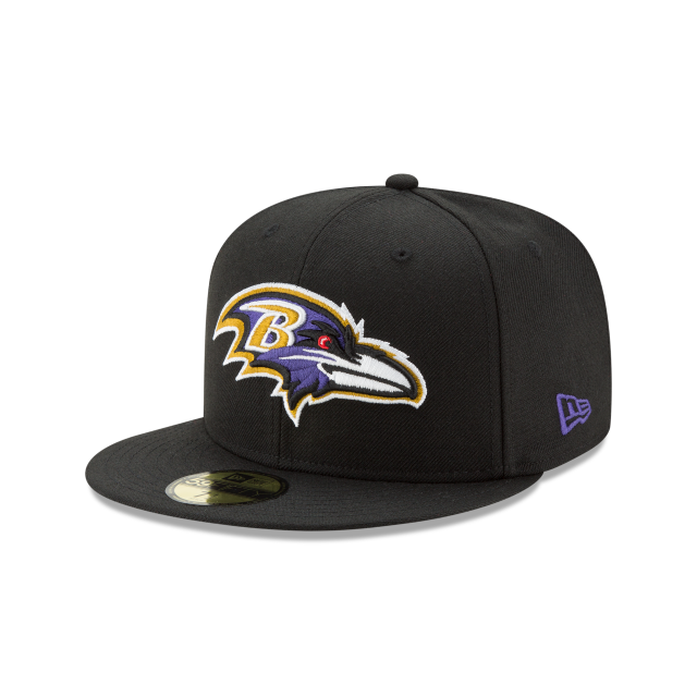 Baltimore Ravens NFL New Era Men Black 59Fifty Team Basic Fitted Hat product image 1, provided for visual reference and