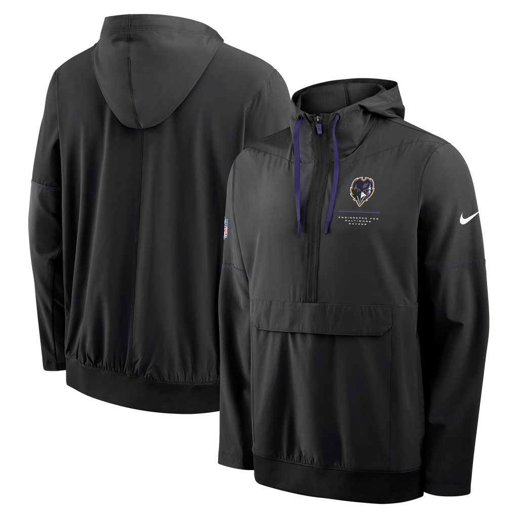 Baltimore Ravens NFL Nike Men Black Sideline Logo Glory Anorak Half-Zip Hooded Jacket product image 3, provided for visual