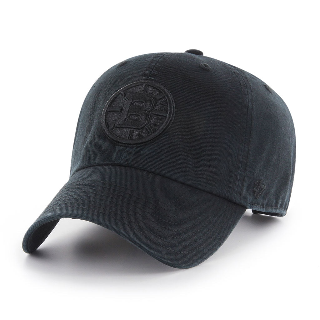 Boston Bruins NHL 47 Brand Men Black on Black Clean Up Adjustable Hat product image 1, provided for visual reference and