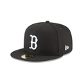 Boston Red Sox MLB New Era Men Black/White 59Fifty Basic Fitted Hat product image 1, provided for visual reference and