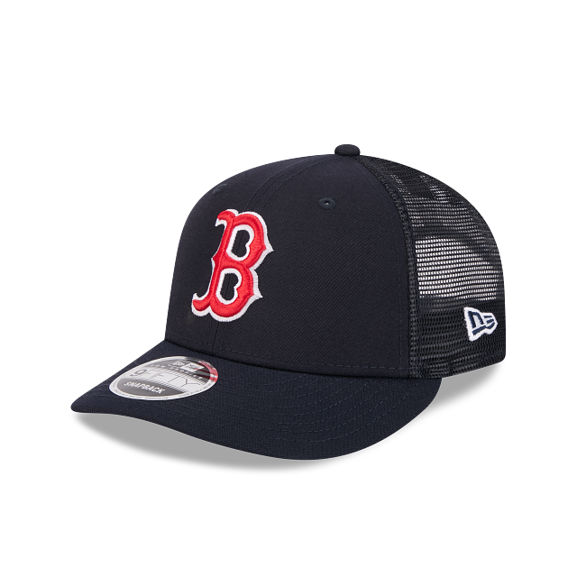 Boston Red Sox MLB New Era Men Navy 9Fifty Low Profile Trucker Snapback product image 1, provided for visual reference and