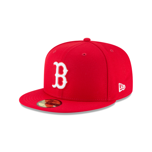 Boston Red Sox MLB New Era Men Scarlet Red 59Fifty Basic Fitted Hat product image 1, provided for visual reference and