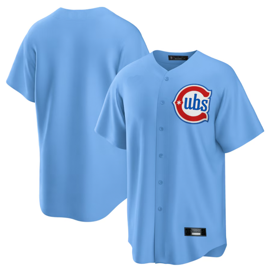 C.Cubs Blank Player Light Blue Replica Game Baseball Jerseys product image 1