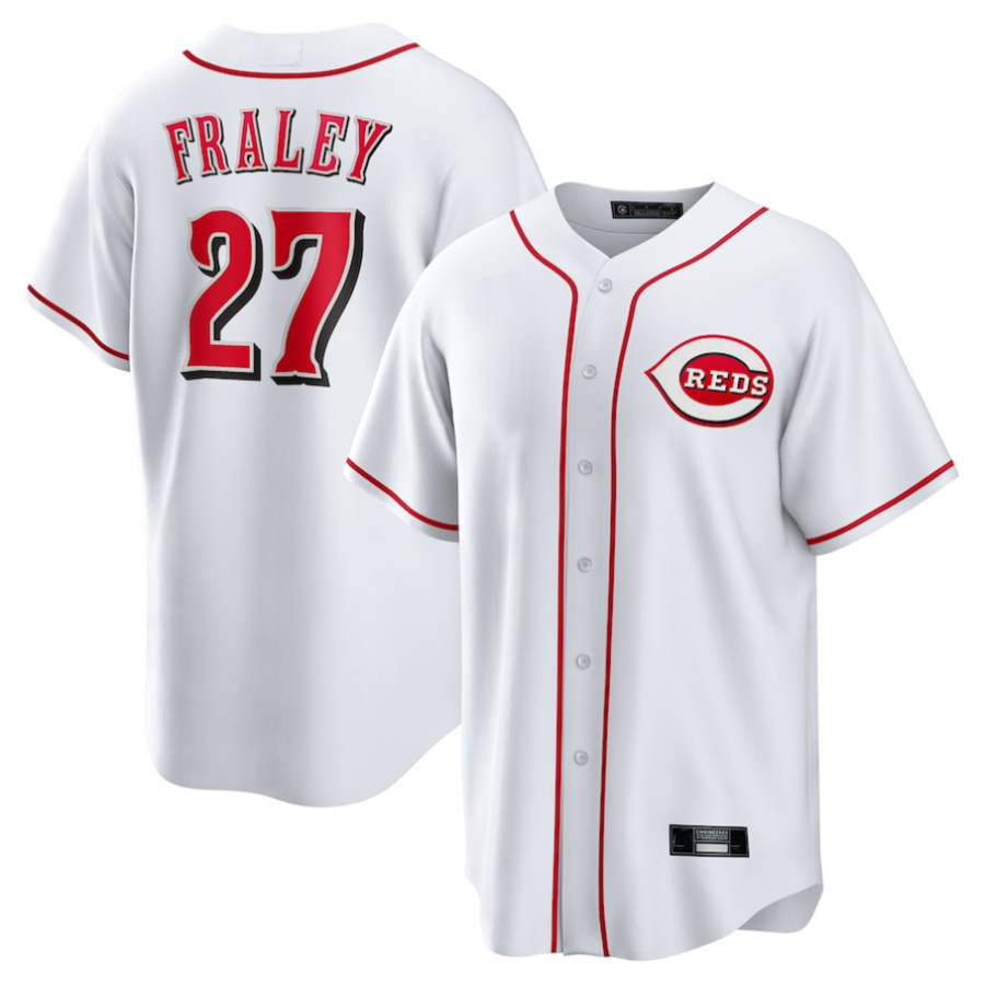 C.Reds #27 Jake Fraley Player White Home Replica Baseball product image 1