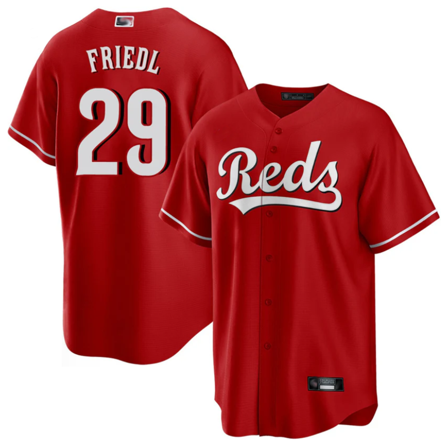 C.Reds #29 TJ Friedl Player Red Steer Home Replica Baseball product image 1