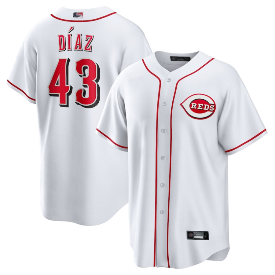 C.Reds #43 Alexis Diaz Player White Home Replica Baseball product image 1