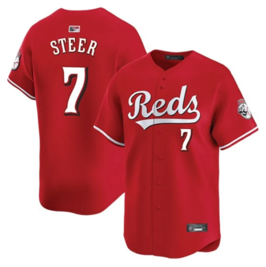 C.Reds #7 Spencer Steer Player Red Replica Limited Baseball product image 1