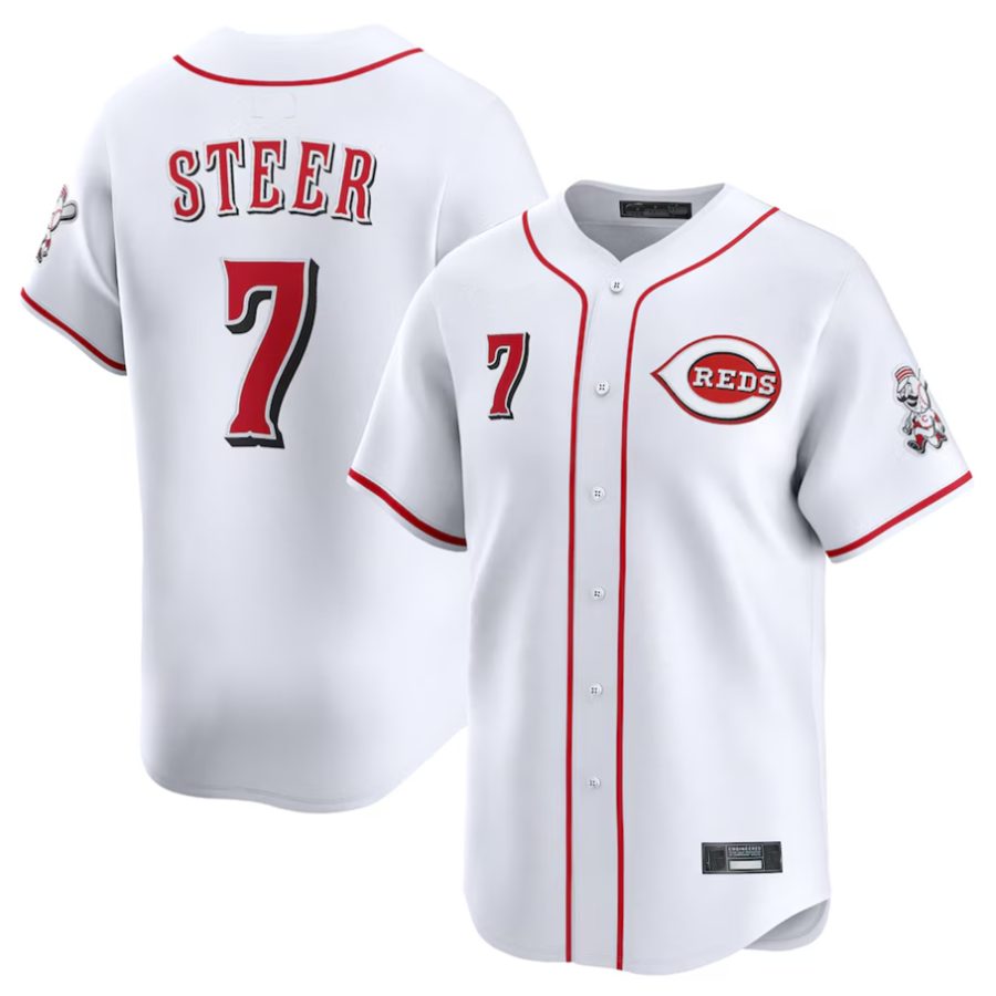 C.Reds #7 Spencer Steer Player White Home Elite Limited product image 1