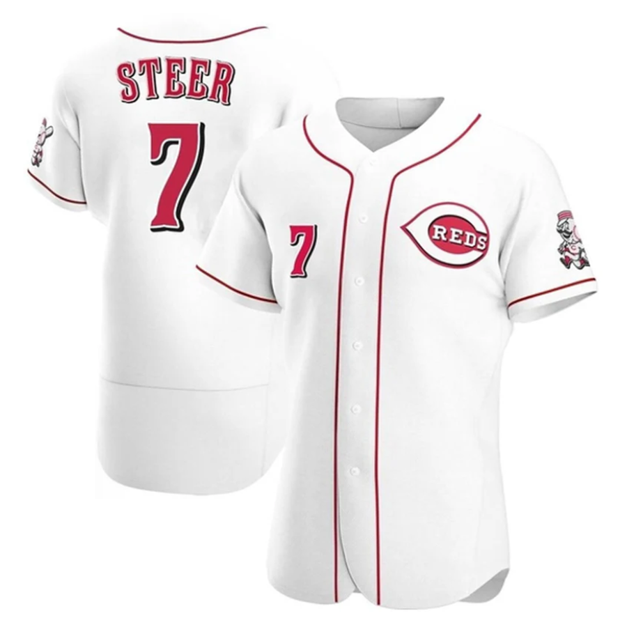 C.Reds #7 Spencer Steer Player White Limited Elite Baseball product image 1
