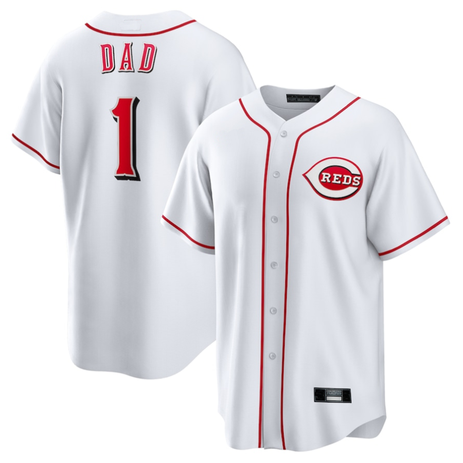 C.Reds White Player #1 Dad Home Replica Baseball Jerseys product image 1