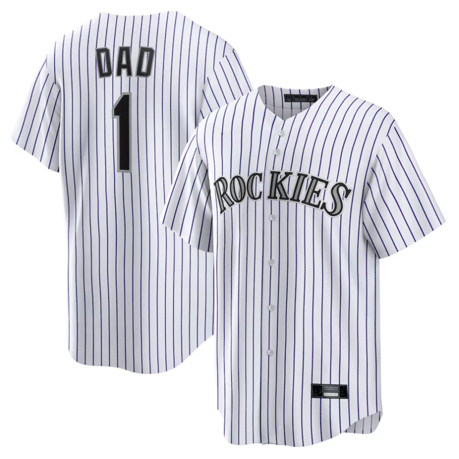 C.Rockies Player White #1 Dad Home Replica Game Baseball product image 1