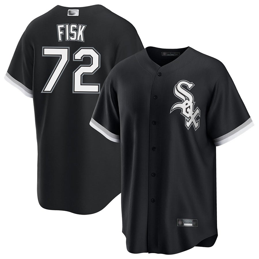 C.White Sox #72 Carlton Fisk Player Black Home Replica product image 1