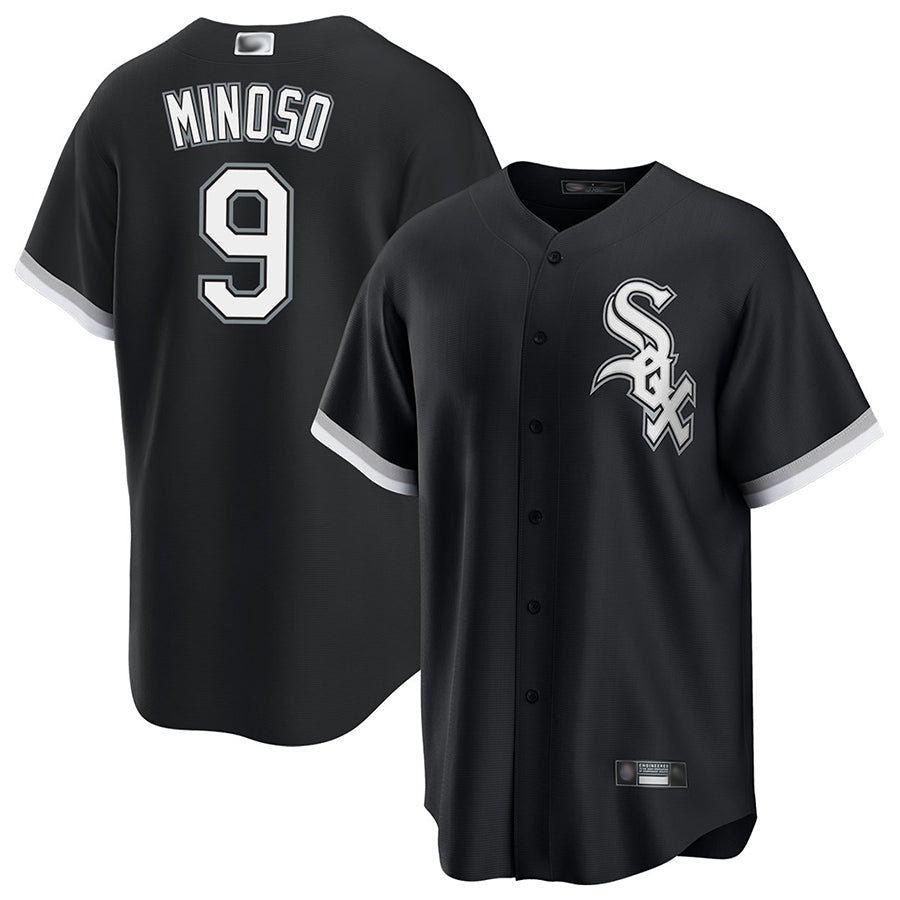 C.White Sox #9 Minnie Minoso Player Black Home Replica product image 1