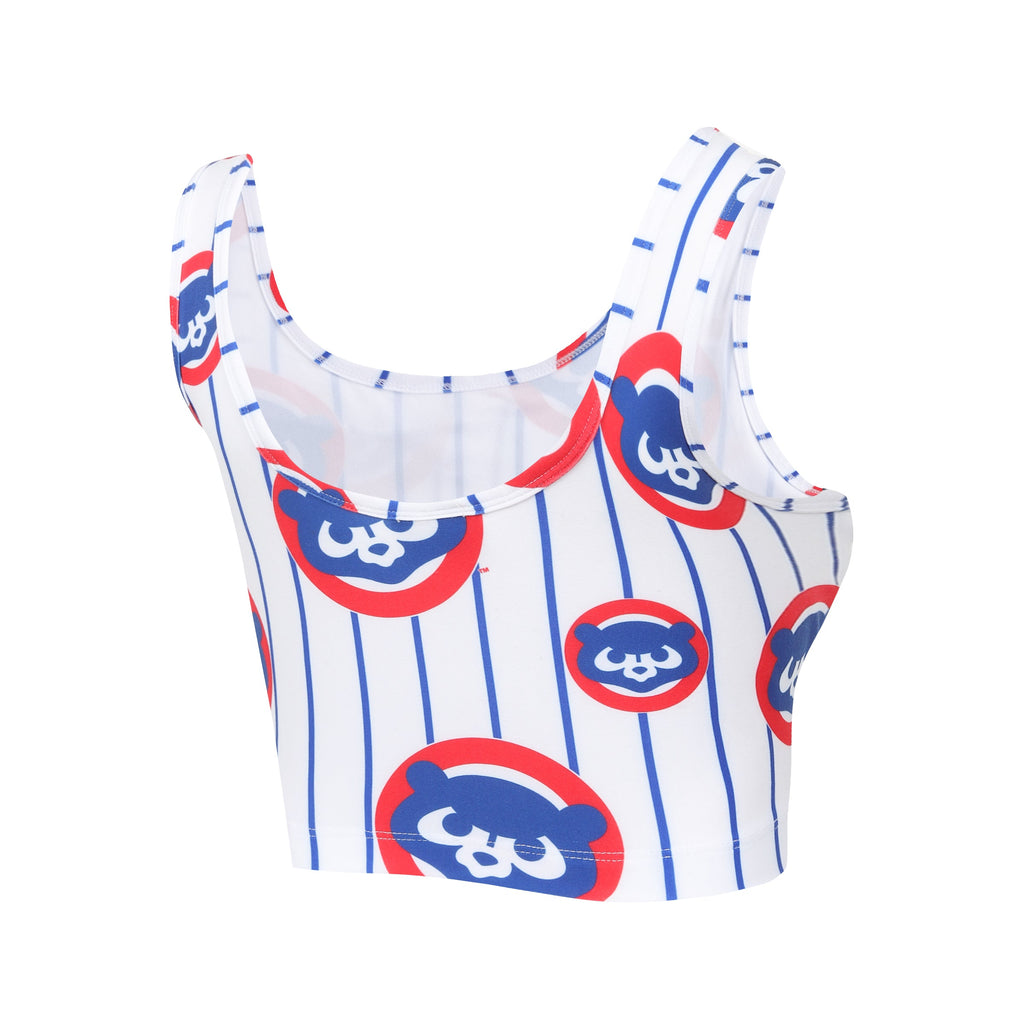 Chicago Cubs Pinstripe Ladies Record Bralette product image 2, provided for visual reference and product detail review