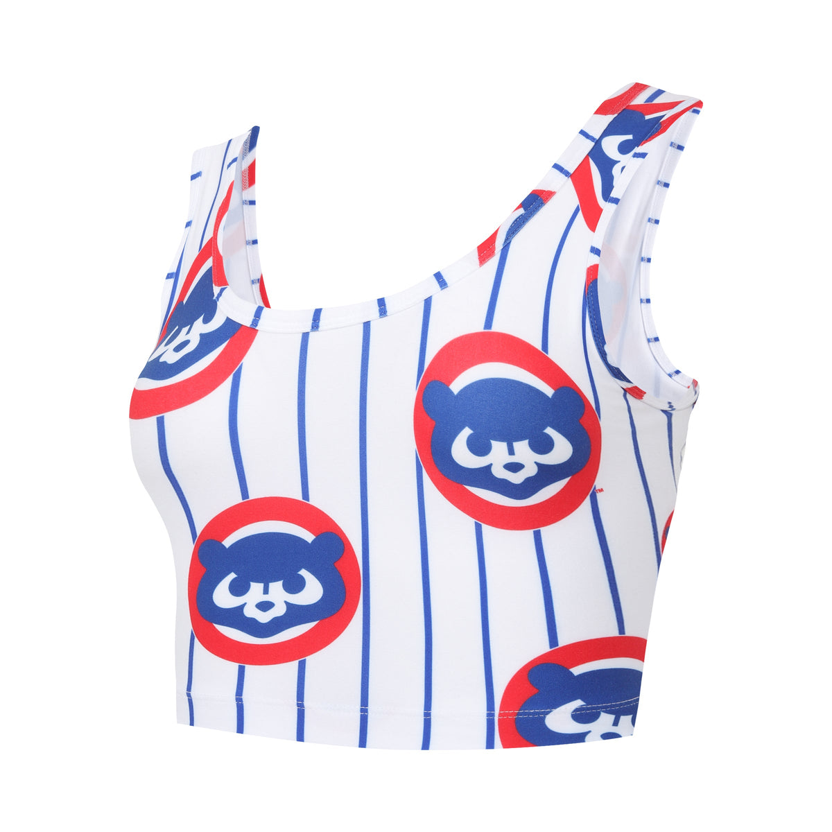 Chicago Cubs Pinstripe Ladies Record Bralette product image 1, provided for visual reference and product detail review