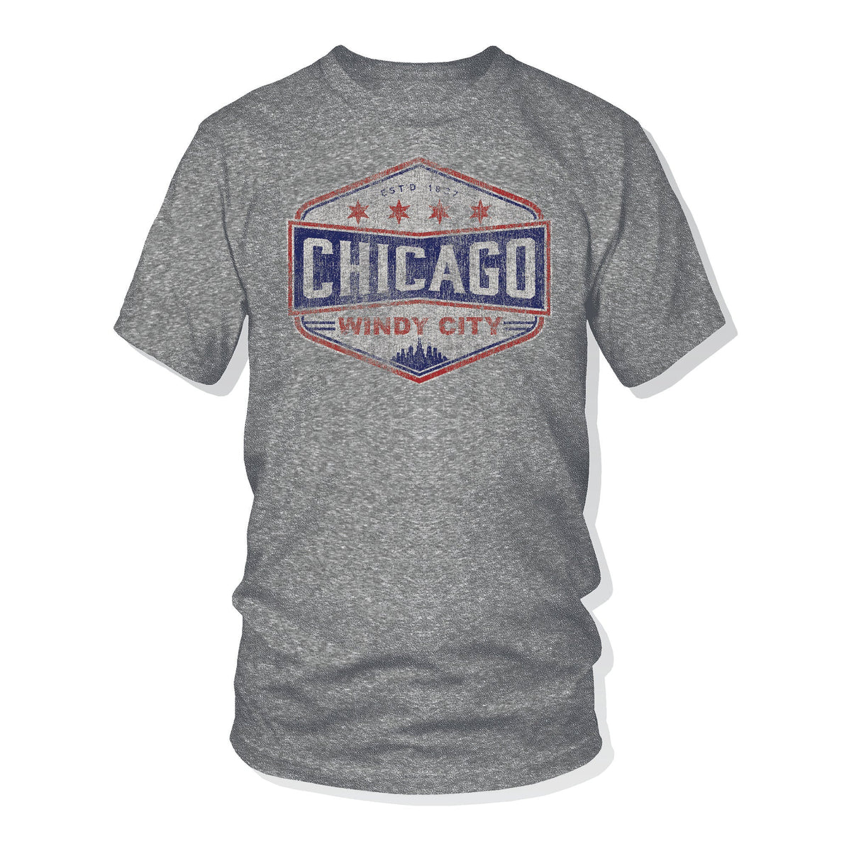 Chicago Men Grey Windy City Hexaco T-Shirt product image 1, provided for visual reference and product detail review