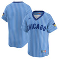 Chicago Cubs Nike Cooperstown Collection Valor Blue Pinstripe Throwback Jersey product image 1, provided for visual