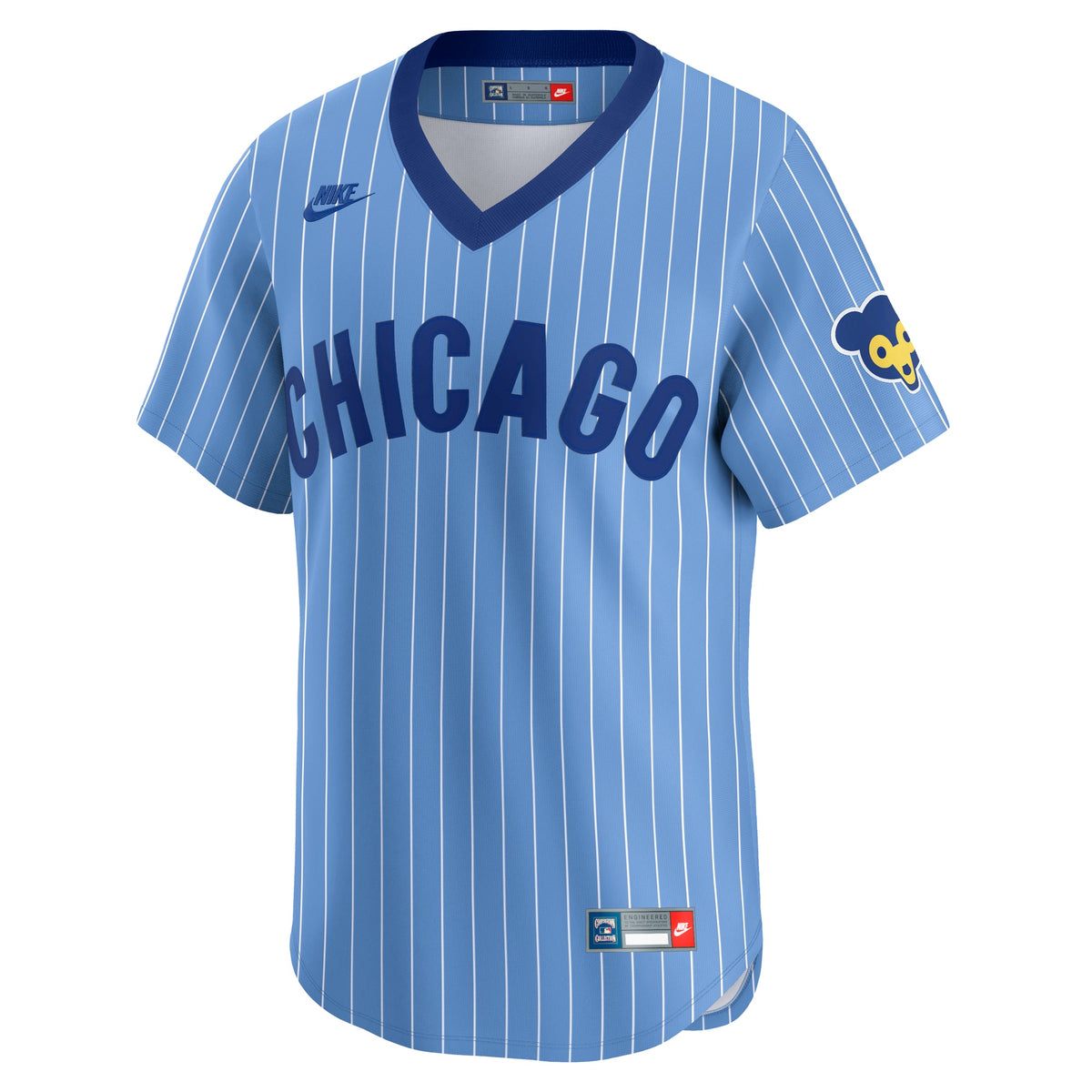 Chicago Cubs Nike Cooperstown Collection Valor Blue Pinstripe Throwback Jersey product image 2, provided for visual
