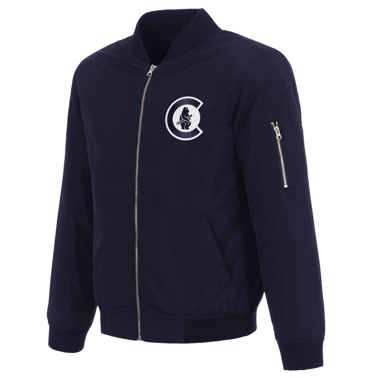Chicago Cubs Navy Unisex Bomber JH Design Jacket 2 product image 1, provided for visual reference and product detail review