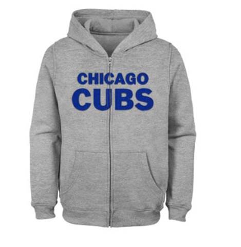 Chicago Cubs Grey Full Zip Youth Hoodie product image 1, provided for visual reference and product detail review