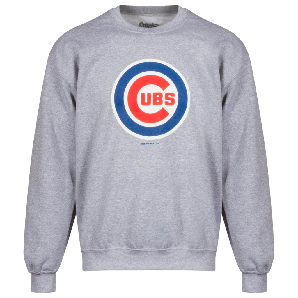 Chicago Cubs Men Heather Grey Bullseye Logo Crew Neck Sweatshirt product image 1, provided for visual reference and product