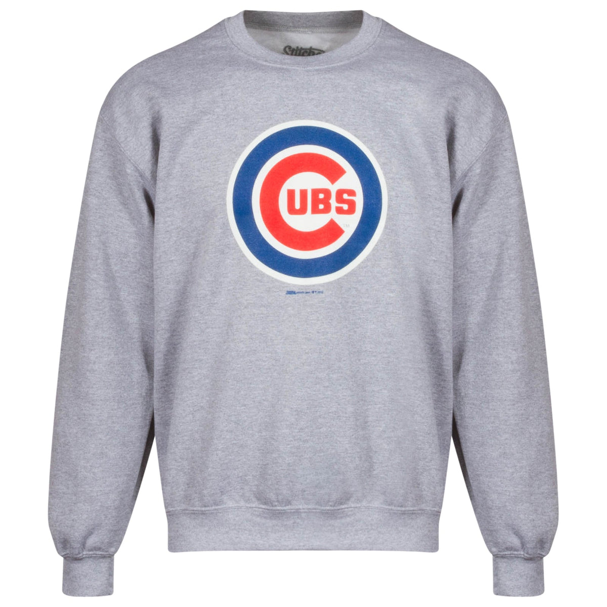 Chicago Cubs Men Heather Grey Bullseye Logo Crew Neck Sweatshirt product image 1, provided for visual reference and product