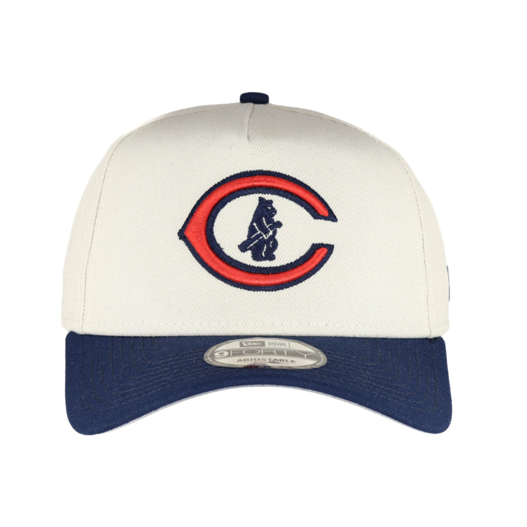 Chicago Cubs New Era 9FORTY A-Frame Stone Navy Adjustable Hat product image 2, provided for visual reference and product