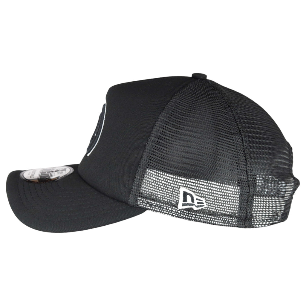 Chicago Cubs New Era 9FORTY A-Frame Foam Front Bullseye Black Trucker Hat product image 5, provided for visual reference and