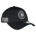 Chicago Cubs New Era 9FORTY A-Frame Foam Front Bullseye Black Trucker Hat product image 1, provided for visual reference and
