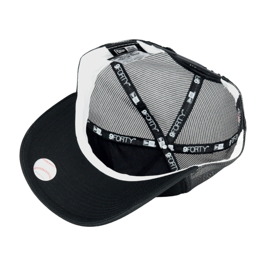 Chicago Cubs New Era 9FORTY A-Frame Foam Front Bullseye Black Trucker Hat product image 6, provided for visual reference and