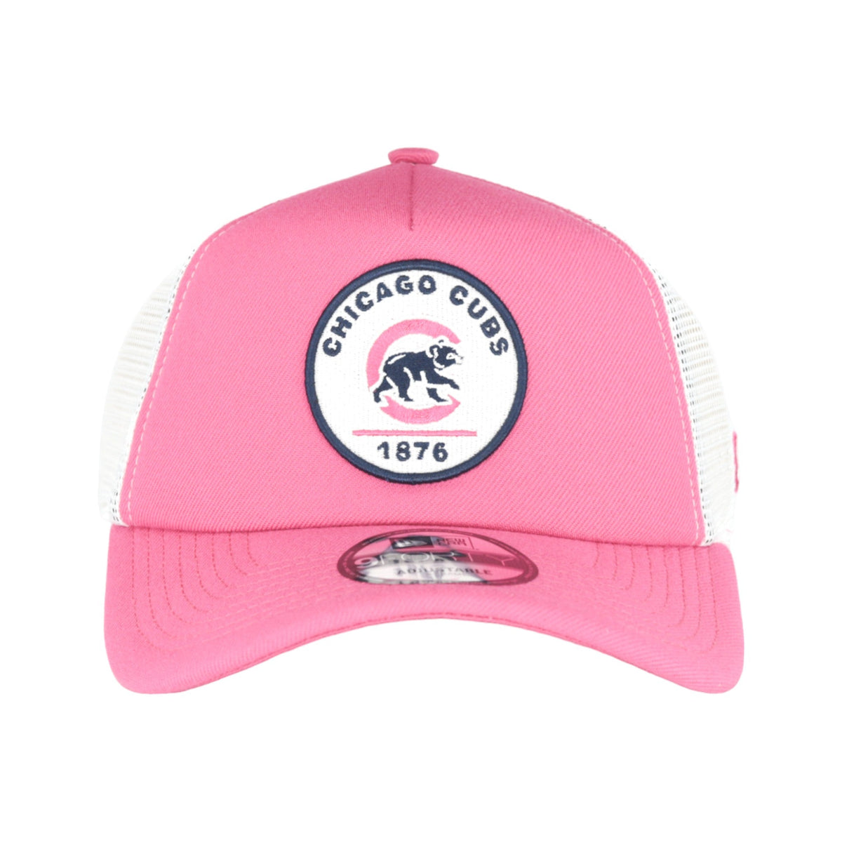 Chicago Cubs New Era 9FORTY A-Frame Foam Front Pink Patch Adjustable Hat product image 2, provided for visual reference and