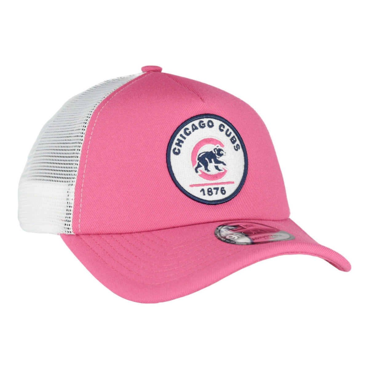 Chicago Cubs New Era 9FORTY A-Frame Foam Front Pink Patch Adjustable Hat product image 1, provided for visual reference and