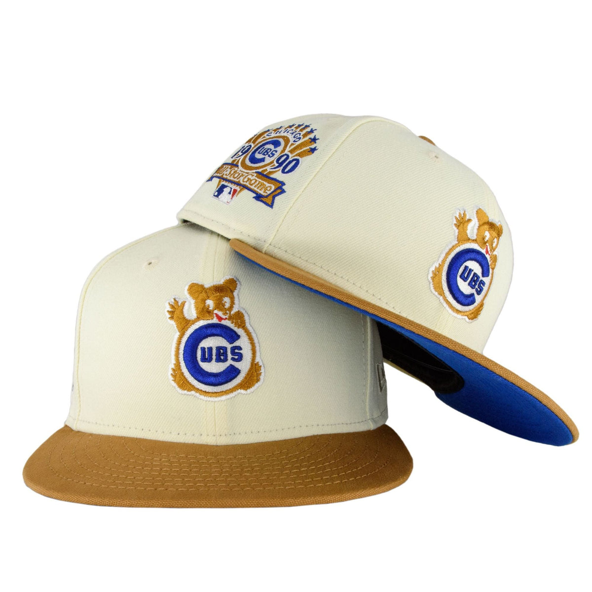 Chicago Cubs Beige Chrome Waving Bear New Era 59FIFTY Fitted Hat product image 1, provided for visual reference and product
