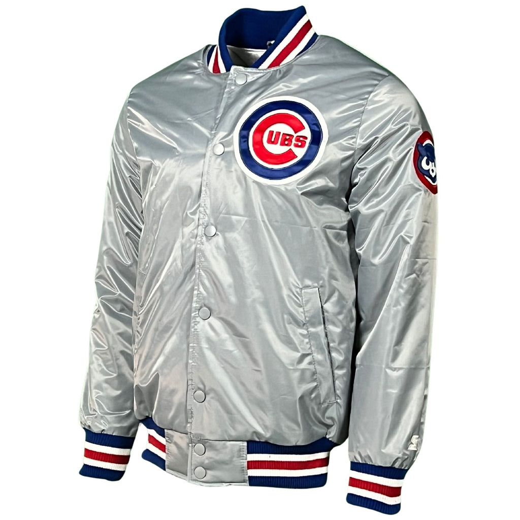 Chicago Cubs Grey Vintage Starter Jacket product image 1, provided for visual reference and product detail review