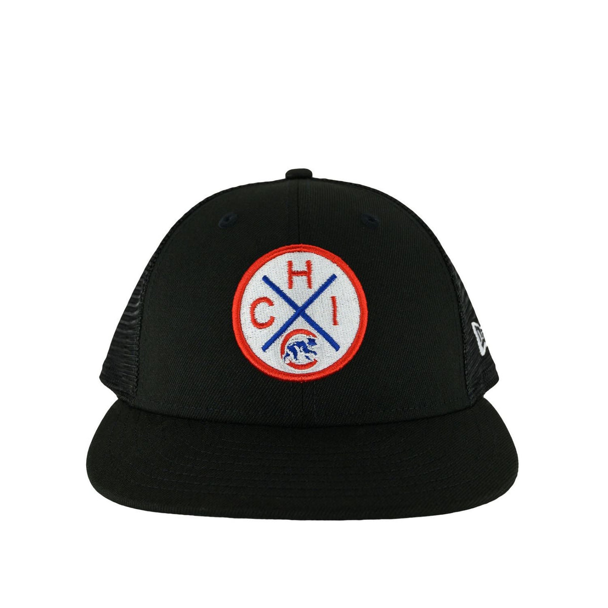Chicago Cubs Black Circle Patch New Era 9FIFTY Low Profile Mesh Back Hat product image 2, provided for visual reference and