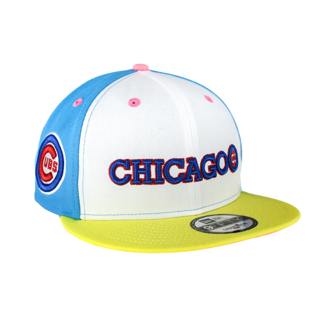 Chicago Cubs Neon/Pink/Yellow New Era 9FIFTY Snapback Hat product image 1, provided for visual reference and product detail