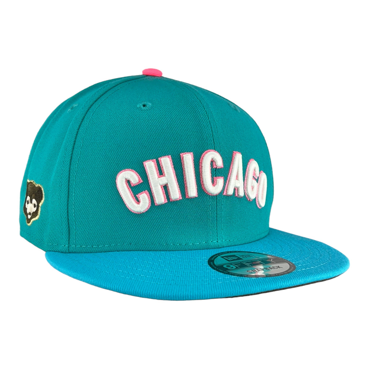 Chicago Cubs Teal/Pink New Era Low Profile 9FIFTY Snapback Hat product image 1, provided for visual reference and product