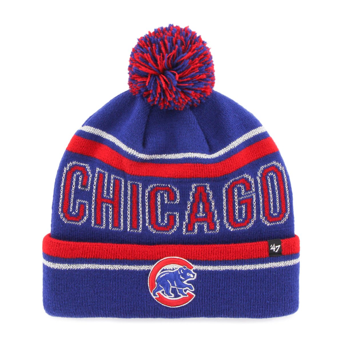 Cubs Women Royal/Red 'Chicago' Cuff Knit w/ Pom product image 1, provided for visual reference and product detail review