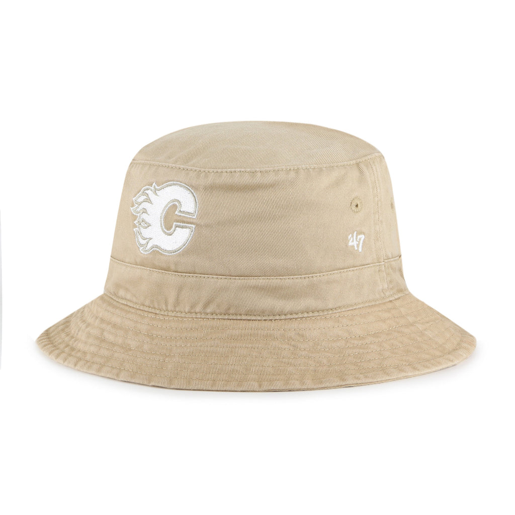 Calgary Flames NHL 47 Brand Men Khaki Bucket Hat product image 1, provided for visual reference and product detail review