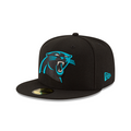Carolina Panthers NFL New Era Men Black 59Fifty Team Basic Fitted Hat product image 1, provided for visual reference and