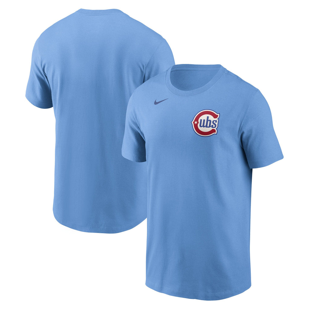 Chicago Cubs Nike Men Baby Blue Alternate Wordmark T-Shirt product image 1, provided for visual reference and product detail
