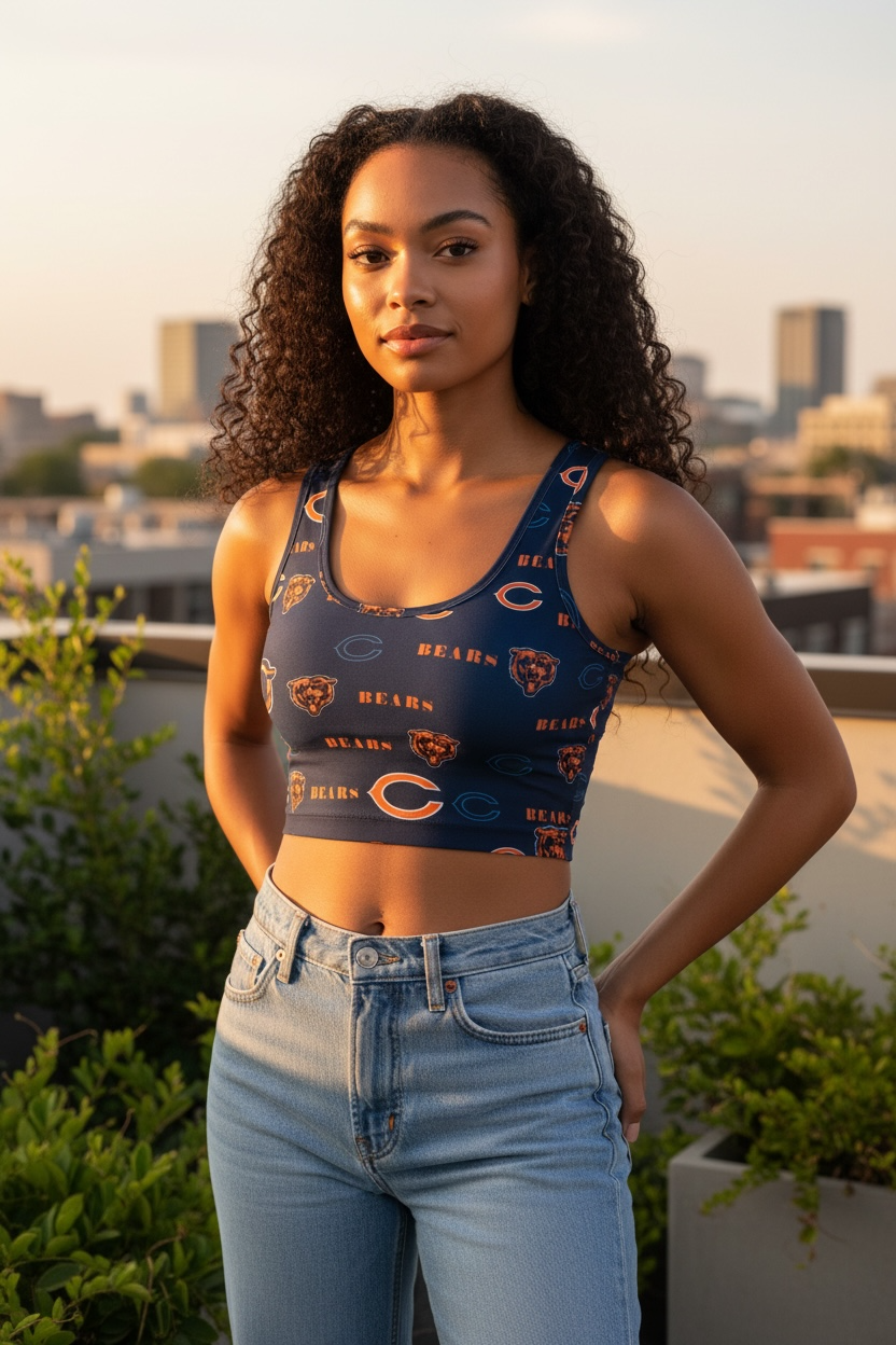 Chicago Bears Ladies Mosaic Bralette product image 1, provided for visual reference and product detail review