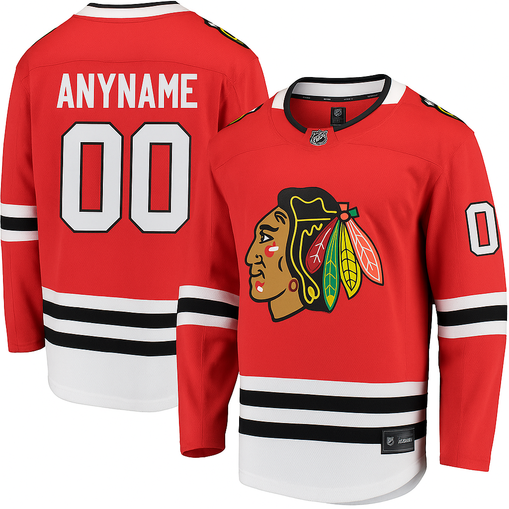 Chicago Blackhawks Custom Name and Number Fanatics Home Red Breakaway Men Jersey product image 1, provided for visual