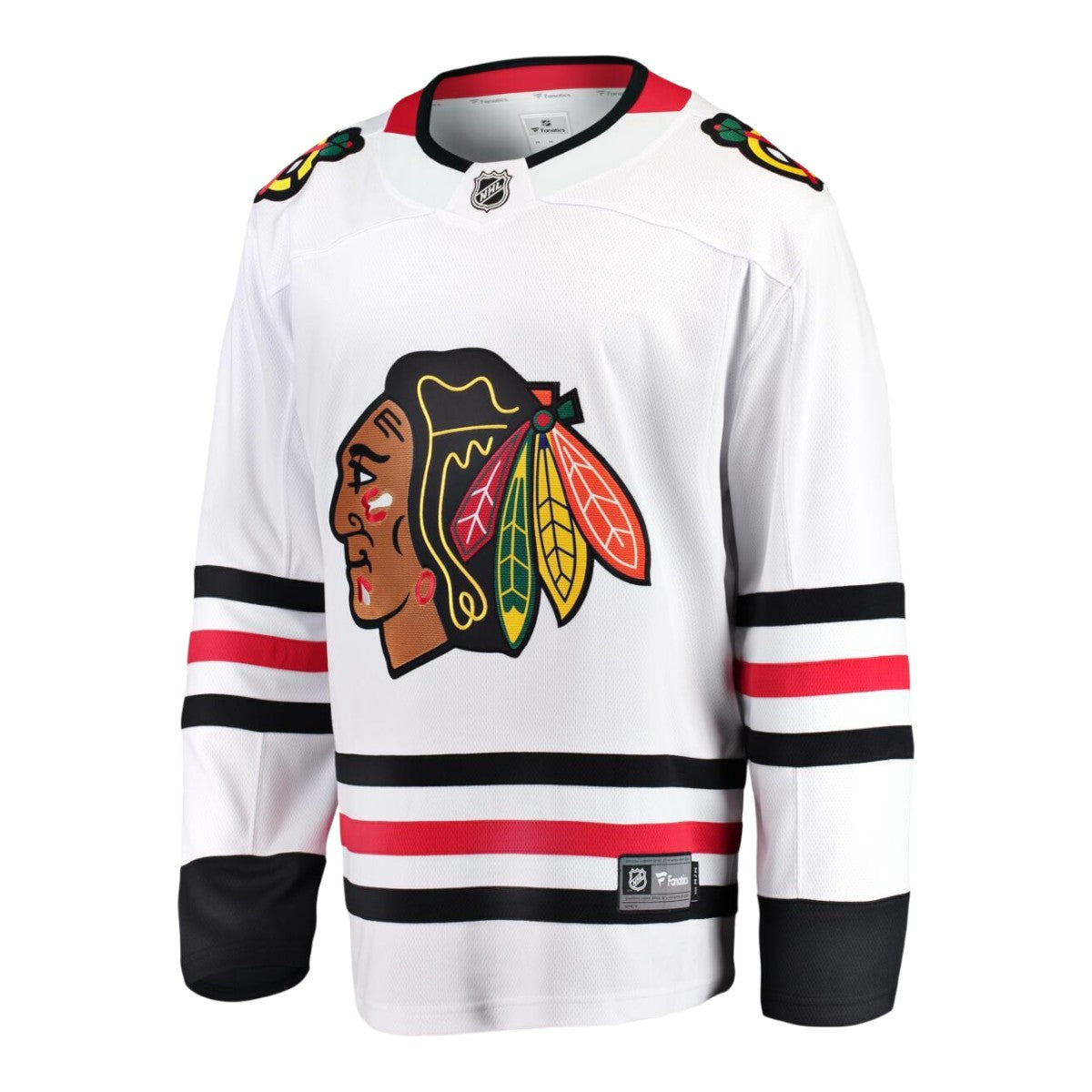 Chicago Blackhawks Fanatics White Away Breakaway Men Jersey product image 2, provided for visual reference and product