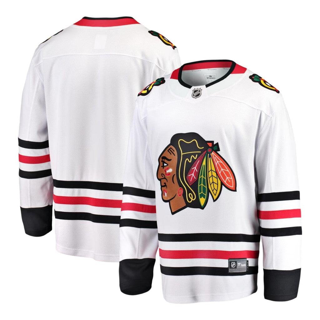 Chicago Blackhawks Fanatics White Away Breakaway Men Jersey product image 1, provided for visual reference and product