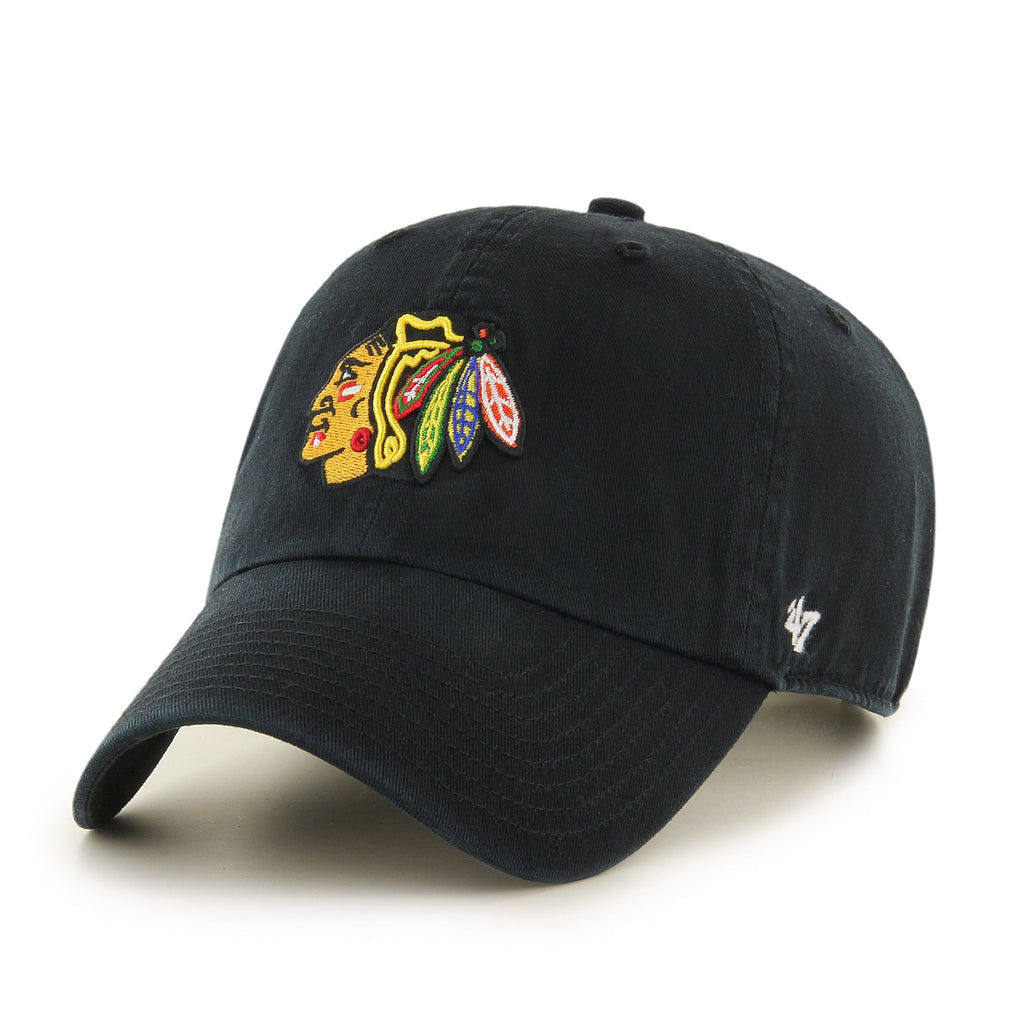 Chicago Blackhawks NHL 47 Brand Men Black Clean Up Adjustable Hat product image 1, provided for visual reference and product